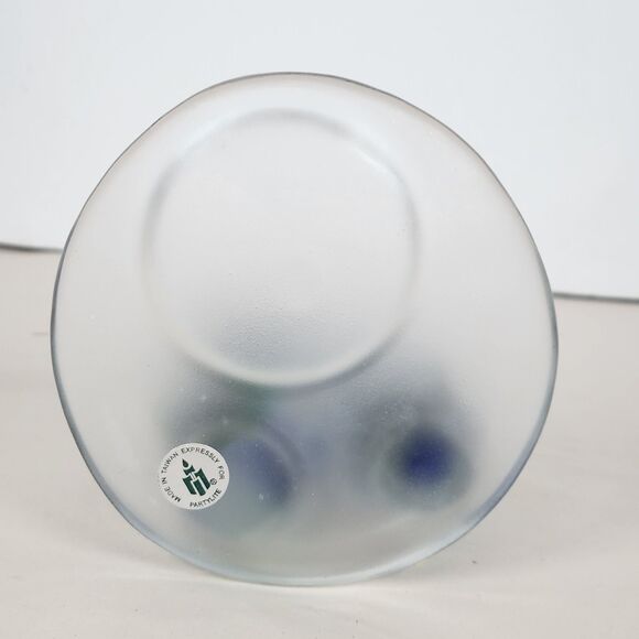 PartyLite Penguin Candle Holder P7196 Frosted Glass Votive Blue Green 5in - Picture 7 of 8